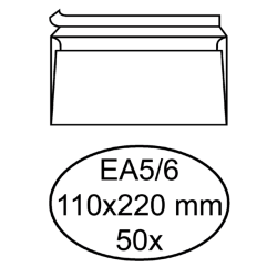 Envelop Hermes bank EA5/6 110x220mm zelfklevend wit pak à 50 stuks