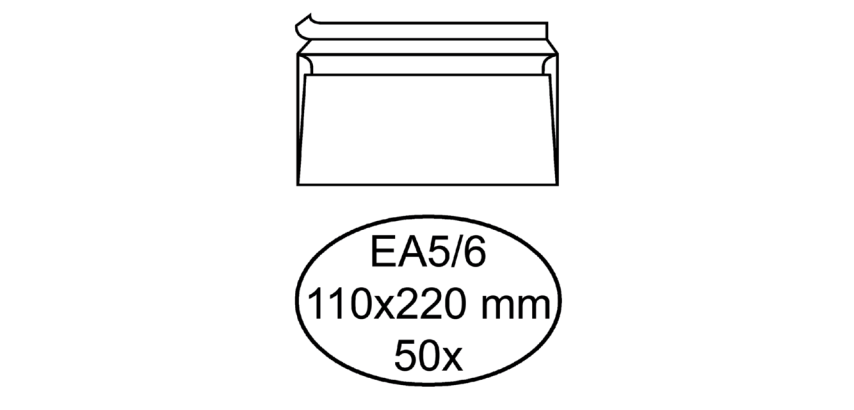 Hermes-Umschlag EA5/6 110x220mm selbstklebend weiß 50 Stück