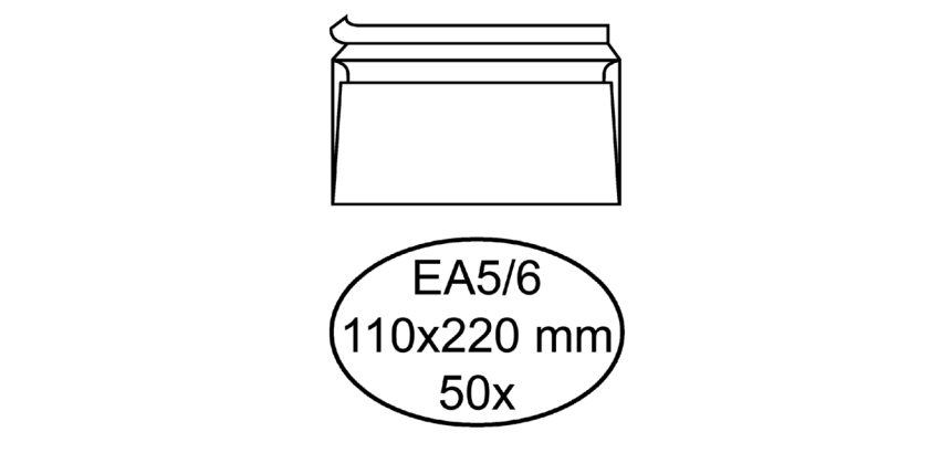 Hermes-Umschlag EA5/6 110x220mm selbstklebend weiß 50 Stück