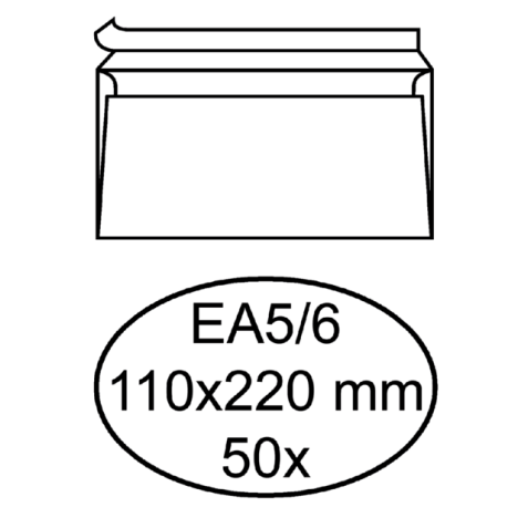 Enveloppe Hermes EA5/6 110x220mm autocollante blanc 50 pièces