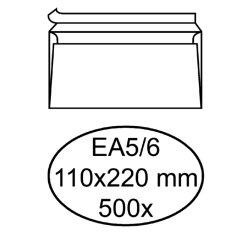 Enveloppe Hermes EA5/6 110x220mm autocollante blanc 500 pièces