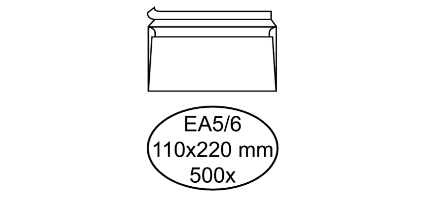 Envelop Hermes bank EA5/6 110x220mm zelfklevend wit doos à 500 stuks