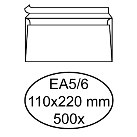 Enveloppe Hermes EA5/6 110x220mm autocollante blanc 500 pièces