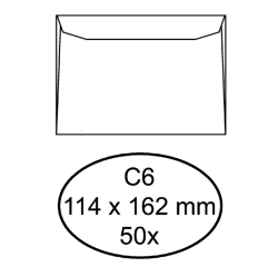 Enveloppe Hermes C6 114x162mm autocollante blanc 50 pièces