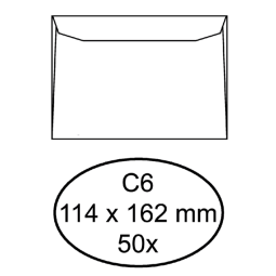 Enveloppe Hermes C6 114x162mm autocollante blanc 50 pièces