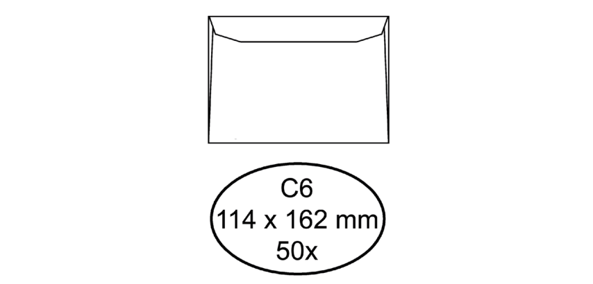 Hermes Envelope C6 114x162mm self-adhesive white 50 pieces