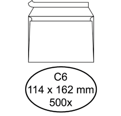 Envelop Hermes bank C6 114x162mm zelfklevend wit doos à 500 stuks