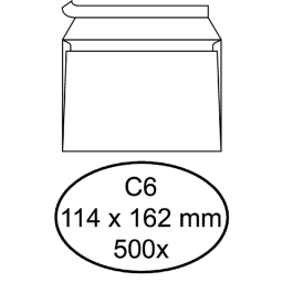 Envelop Hermes bank C6 114x162mm zelfklevend wit doos à 500 stuks