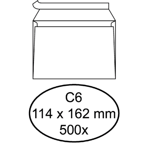 Envelop Hermes bank C6 114x162mm zelfklevend wit doos à 500 stuks