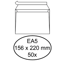 Enveloppe Hermes EA5 156x220mm autocollante AC blanc 50 pièces