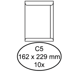 Enveloppe Hermes C5 162x229mm autocollante blanc 10 pièces