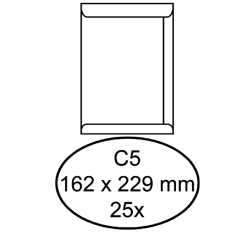 Enveloppe Hermes C5 162x229mm autocollant blanc 25 pièces