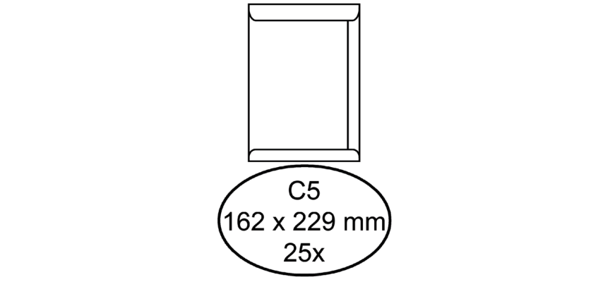 Enveloppe Hermes C5 162x229mm autocollant blanc 25 pièces