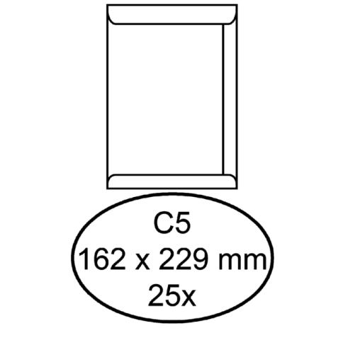 Enveloppe Hermes C5 162x229mm autocollant blanc 25 pièces