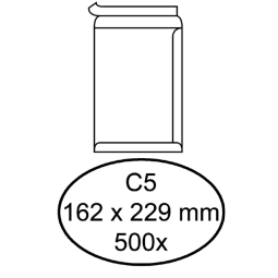 Envelop Hermes akte C5 162x229mm zelfklevend wit doos à 500 stuks