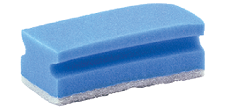 Blue/white scrubbing sponge with groove 7x14cm 10 pieces