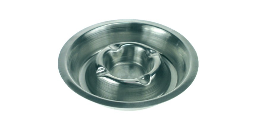 Chrome-plated metal ashtray 170mm stackable stainless steel