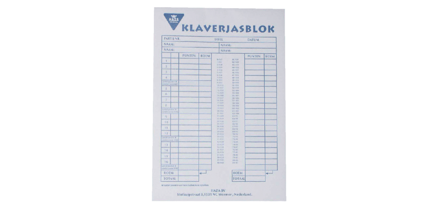 Scoreblok Klaverjas 50vel