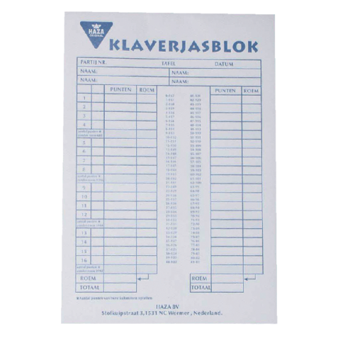 Scoreblok Klaverjas 50vel