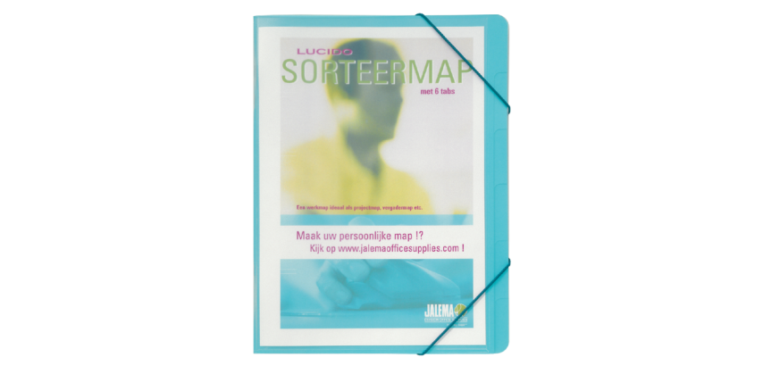 Customizable Djois A4 sorter, 6 tabs, blue