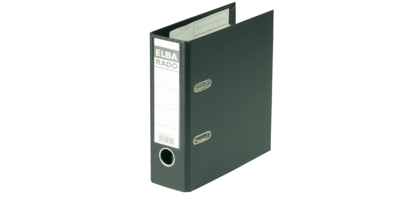 Classeur à levier Elba Rado Plast A5 portrait 75mm PVC noir