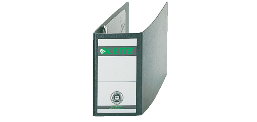 Classeur Leitz A6 paysage 77mm carton noir marbré