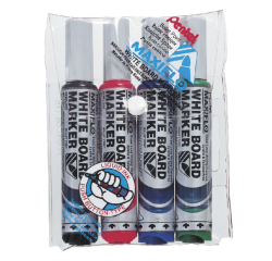 Whiteboardmarker Pentel MWL5M Maxiflo rond 3mm assorti set à 4 stuks