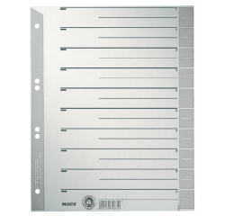Scheidingsbladen Leitz A4 karton 230gr 6-gaats grijs 100 stuks