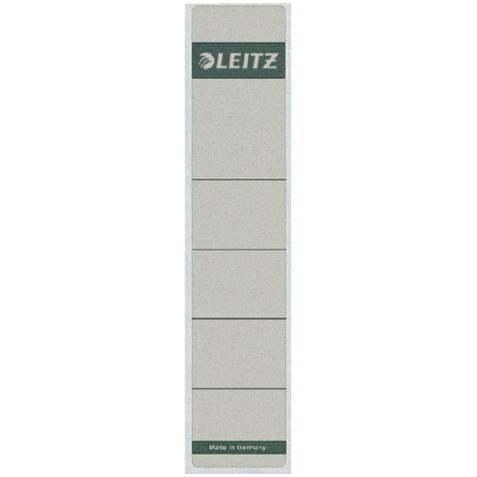 Rugetiket Leitz smal/kort 39x192mm zelfklevend grijs 10 stuks