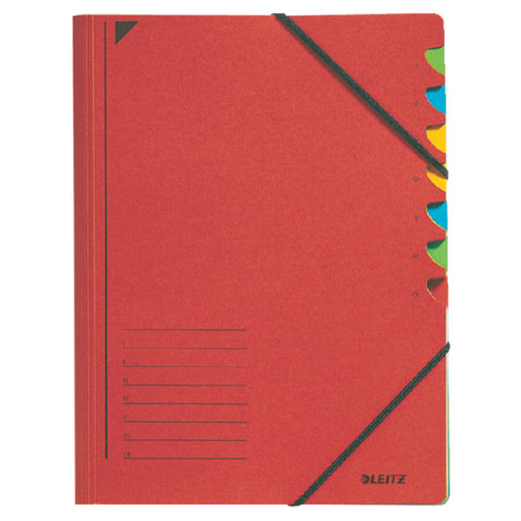 Sorteermap Leitz 7 tabbladen karton rood