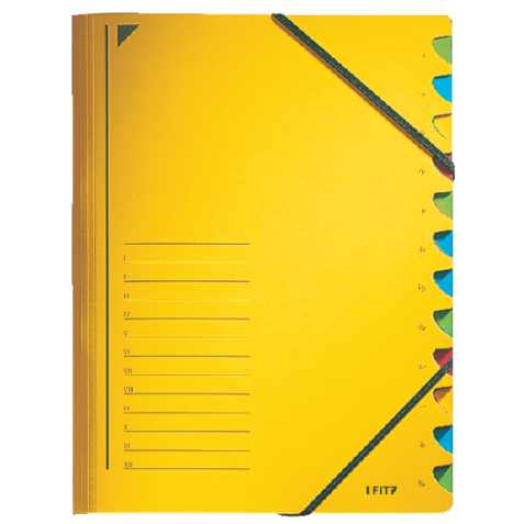 Trieur Leitz 12 intercalaires carton jaune