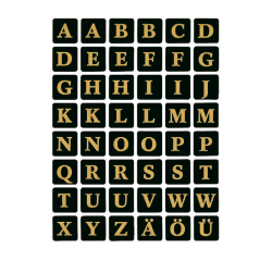 Etiquette HERMA 4130 lettres A-Z dorées sur noir 13x13mm