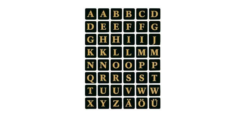 HERMA 4130 label letters A-Z gold on black 13x13mm
