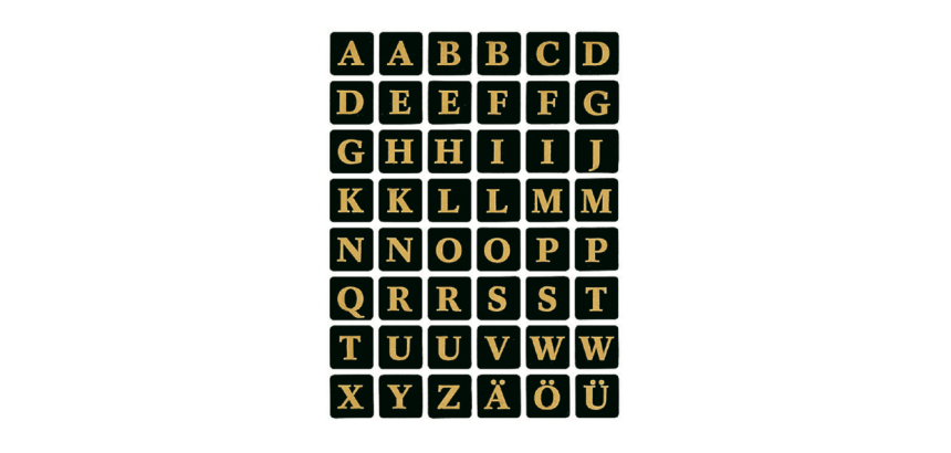 HERMA 4130 label letters A-Z gold on black 13x13mm