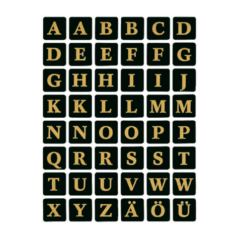 Etiket HERMA 4130 13x13Mm letters A-Z zwart op goud