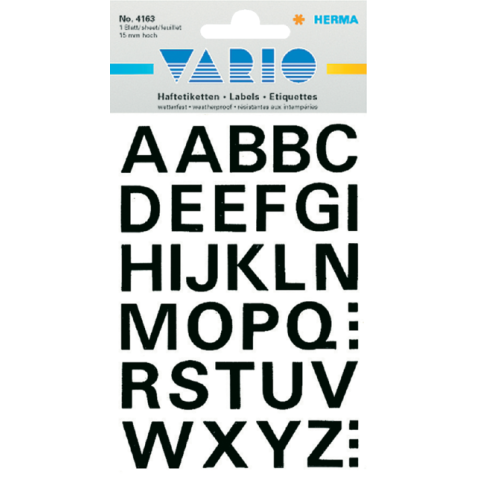 Etiquette HERMA 4163 lettres A-Z noir 15mm