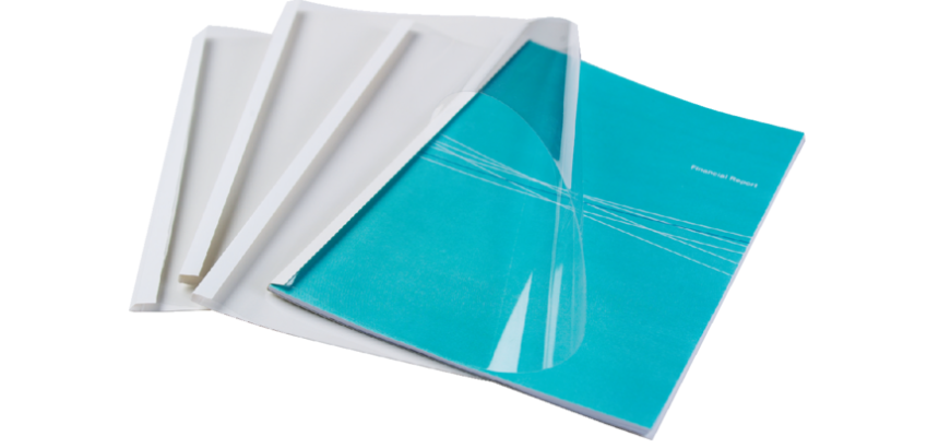 Chemise thermique GBC A4 1,5mm transparent/blanc 100 pièces