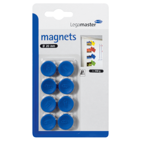 Magneet Legamaster 20mm 250gr blauw 8stuks