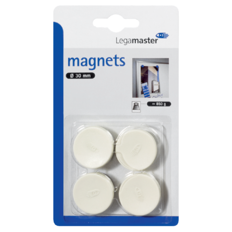 Magneet Legamaster 30mm 850gr wit 4stuks