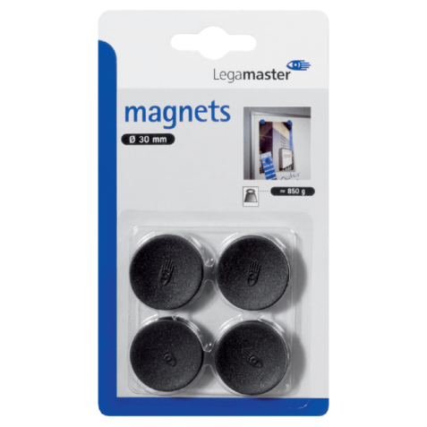 Magneet Legamaster 30mm 850gr zwart 4stuks