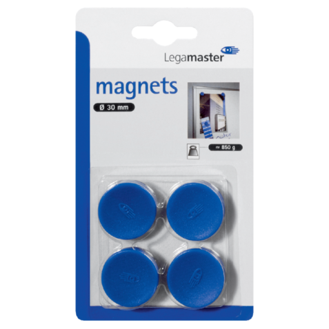 Magneet Legamaster 30mm 850gr blauw 4 stuks