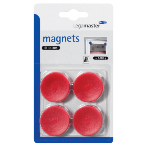 Magneet Legamaster 30mm 850gr rood 4stuks