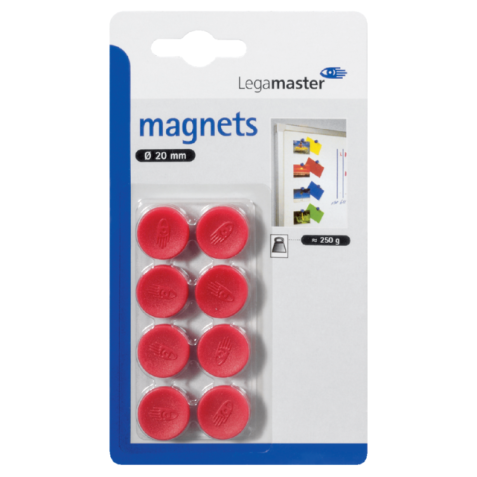 Magneet Legamaster 20mm 250gr rood 8stuks