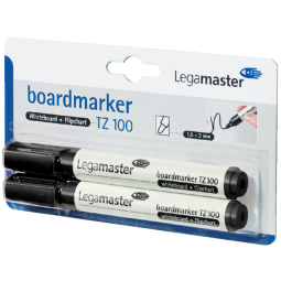 Viltstift Legamaster TZ 100 whiteboard rond 1.5-3mm zwart blister à 2 stuks