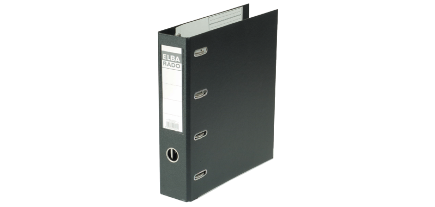 Classeur Elba Rado Plast 75mm bancaire 2 mécanismes PVC noir