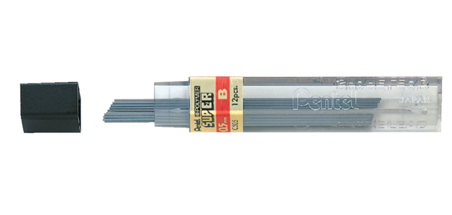Pentel Lead B 0.5mm black tube of 12 leads