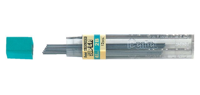 Pentel Lead 2B 0.7mm black tube 12 leads