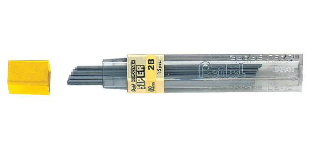 Pentel Lead 2B 0.9mm black tube 12 leads