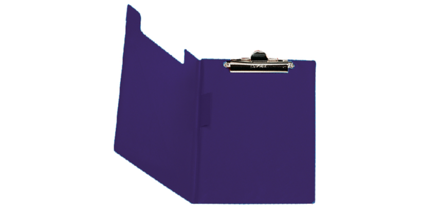 Bantex clipboard with flap, clip, and dark blue pen loop