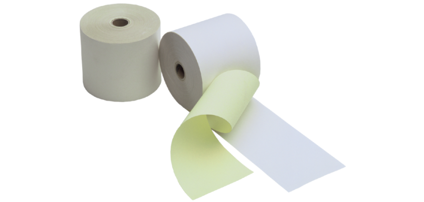 Pinrol Qbasic 76mmx25m, kern Ø12mm wit/geel